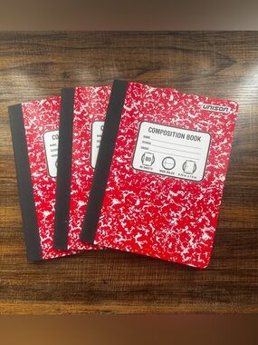 Unison Red Marble Composition Notebook (Lot of 3)Wide Ruled 80 Sheets New